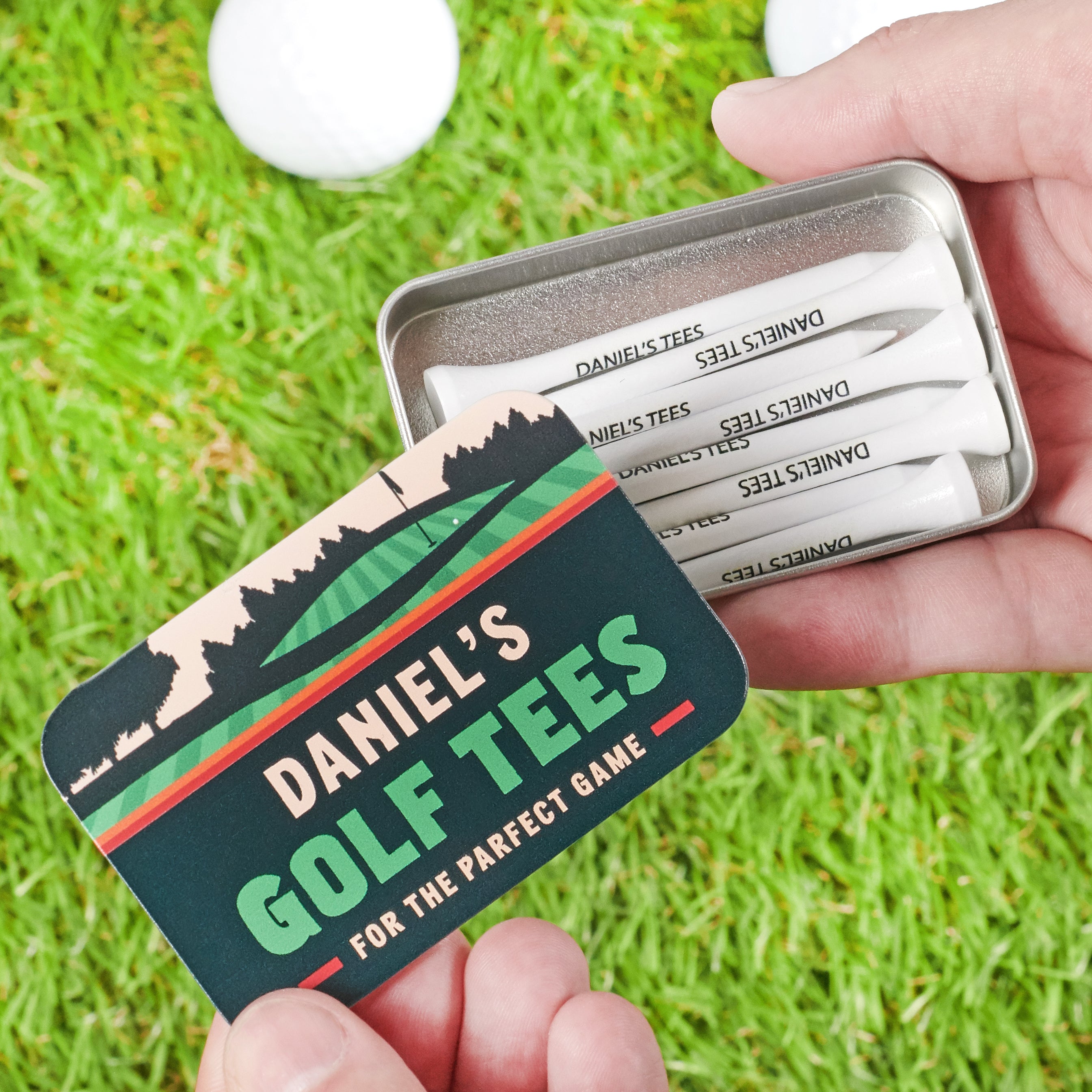 Oakdene Designs Golf Accessories Personalsed Set Of Golf Tees In Tin