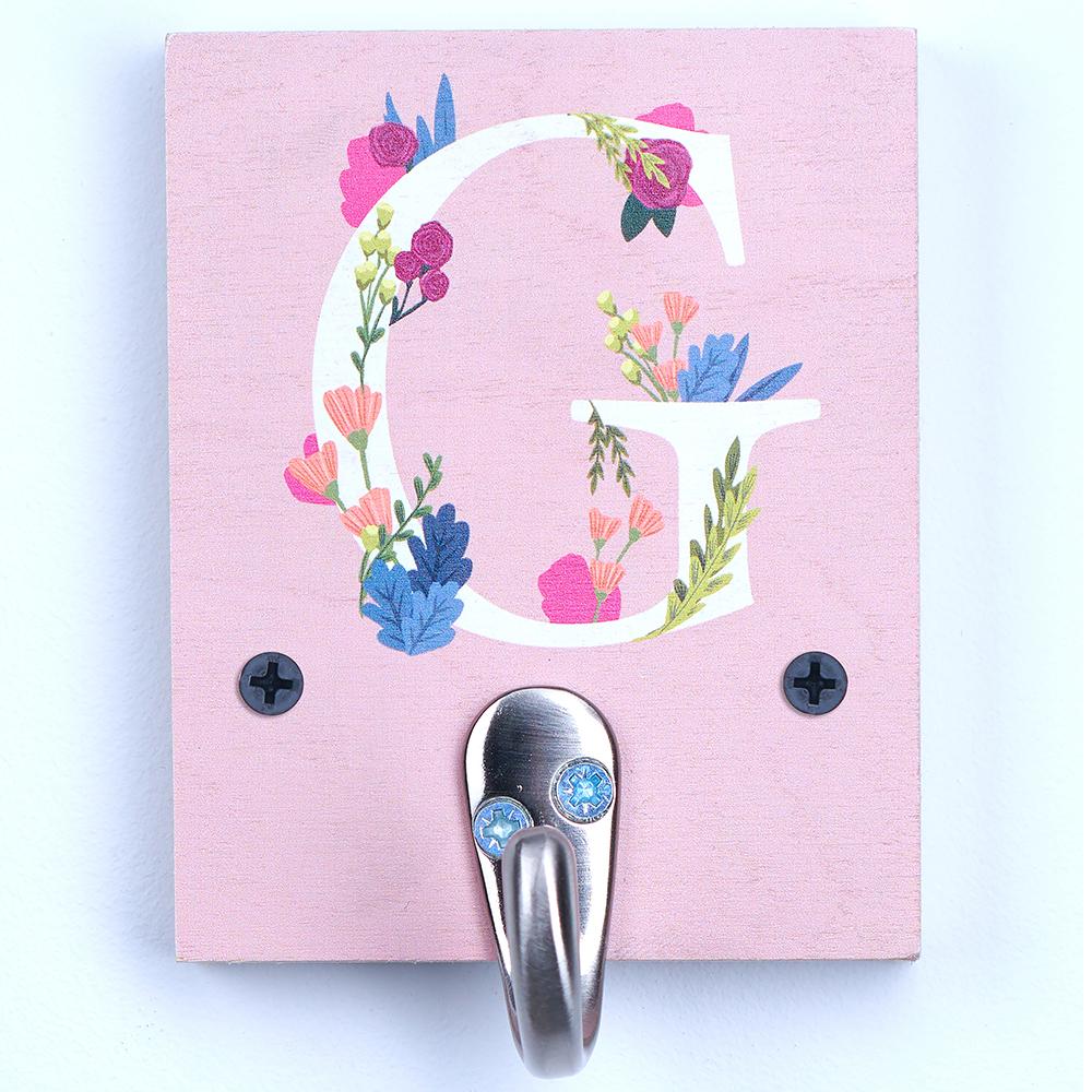 Oakdene Designs Home Decor Personalised Floral Initial Birch Ply Hook