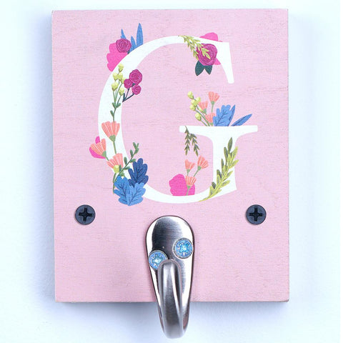Oakdene Designs Home Decor Personalised Floral Initial Birch Ply Hook