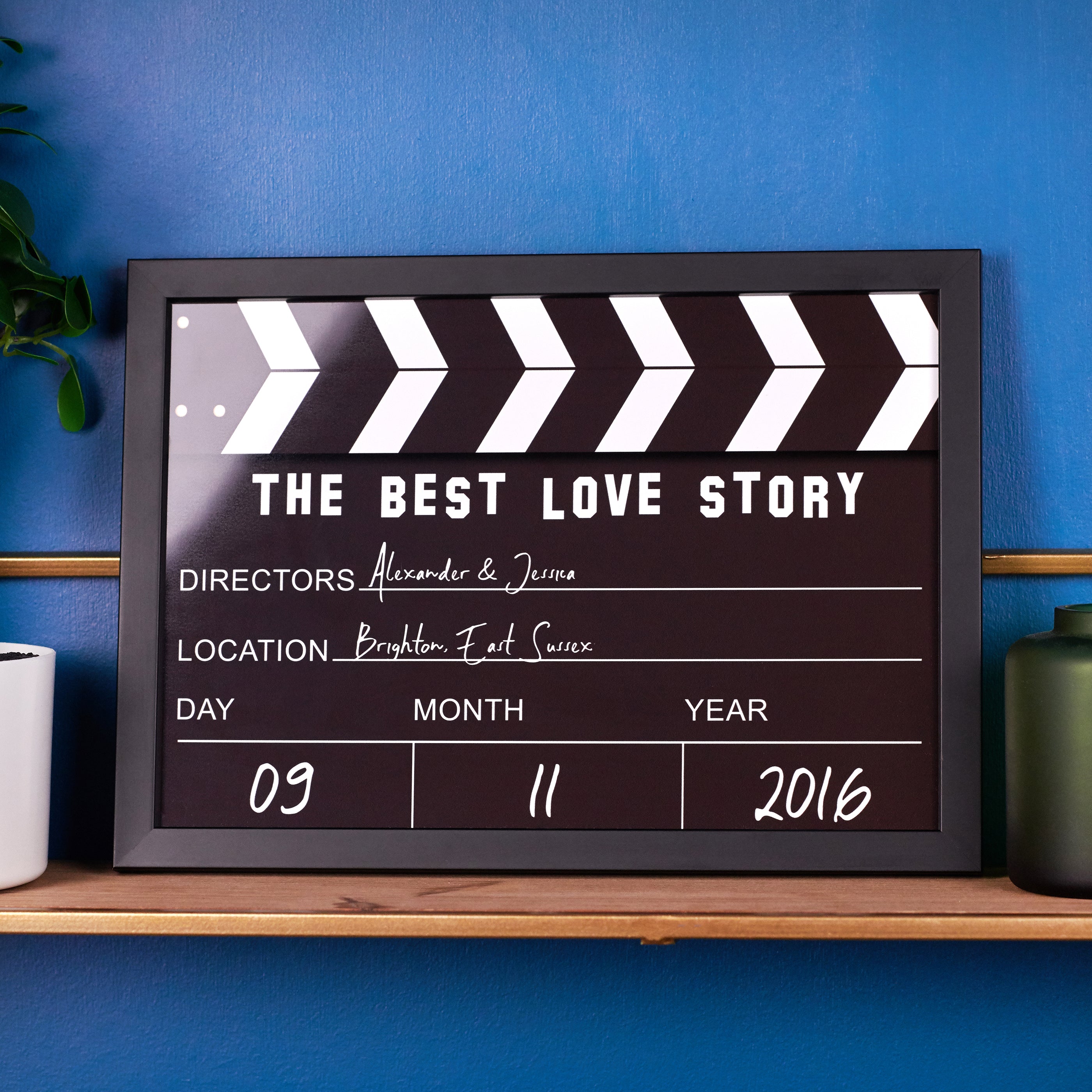 Oakdene Designs Home Decor Personalised 'Love Story' Hollywood Clapper Metal Sign