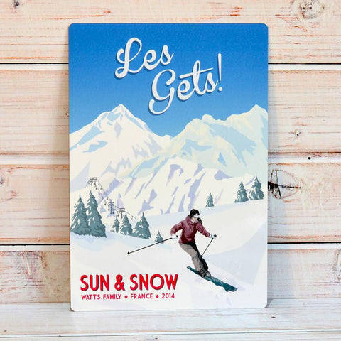 Oakdene Designs Home Decor Personalised Retro Ski Sign