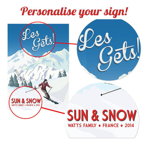 Oakdene Designs Home Decor Personalised Retro Ski Sign