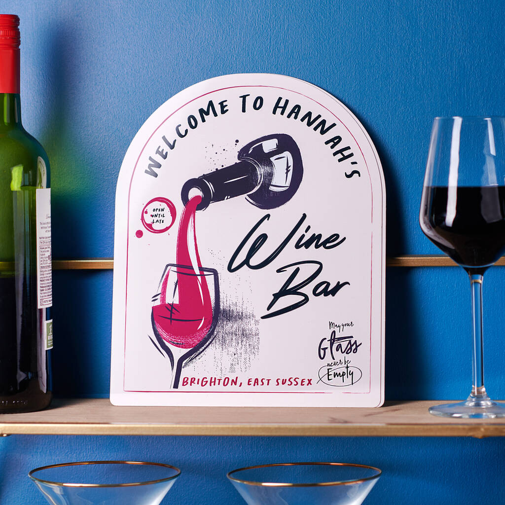 Oakdene Designs Home Decor Personalised Vintage Wine Bar Metal Sign