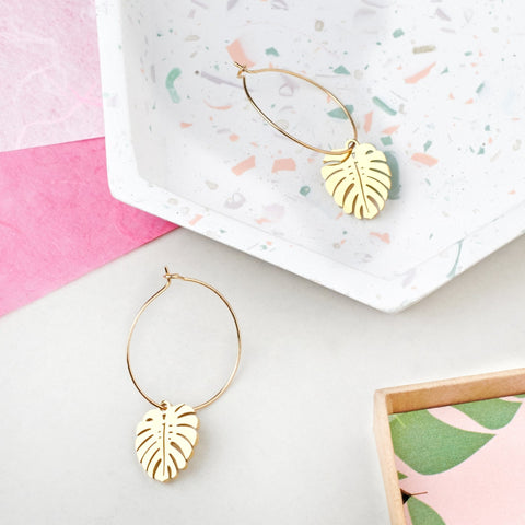 Oakdene Designs Jewellery Personalised Cheese Plant Hoop Earrings