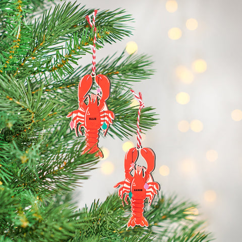 Oakdene Designs Keepsakes & Tokens Personalised Couples Lobster Christmas Decorations
