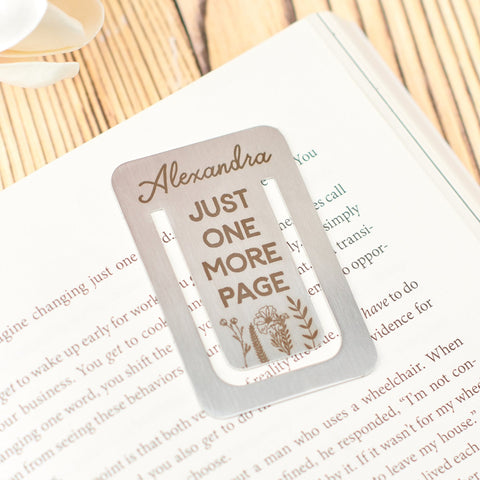 Oakdene Designs Keepsakes & Tokens Personalised 'One More Page' Mini Metal Bookmark