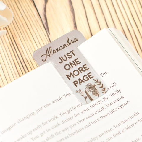 Oakdene Designs Keepsakes & Tokens Personalised 'One More Page' Mini Metal Bookmark