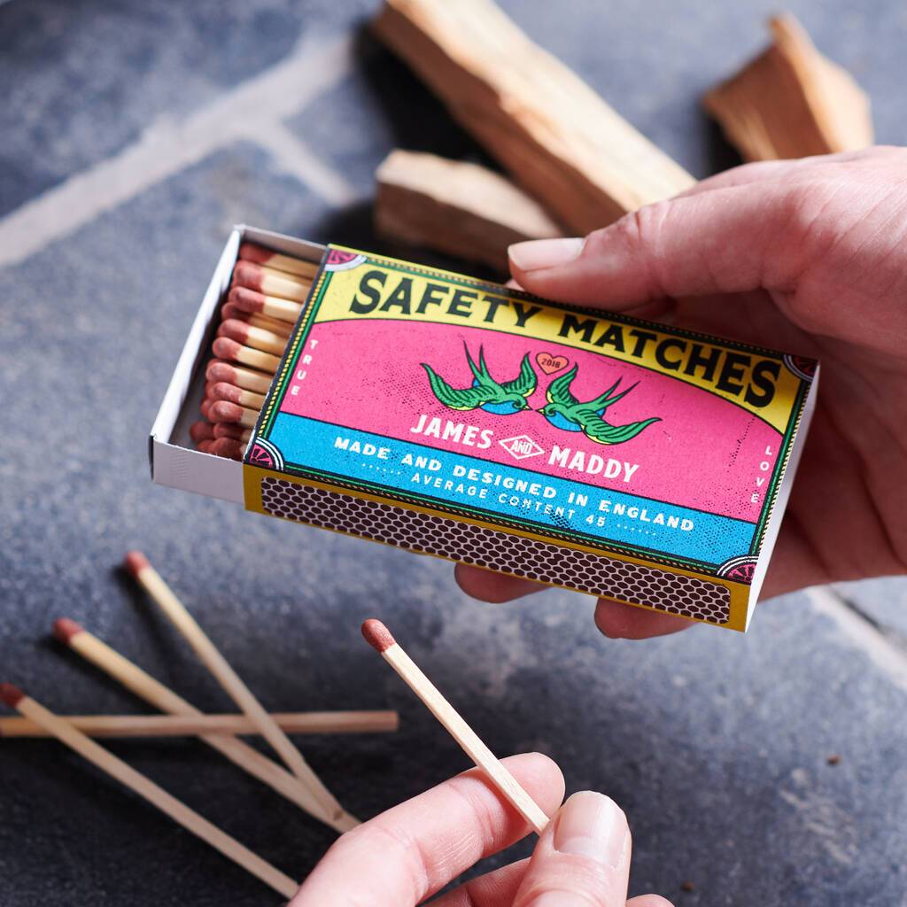 Putter Matchboxes Personalised Retro Style Couples Matchbox And Matches | oakdenedesigns ...