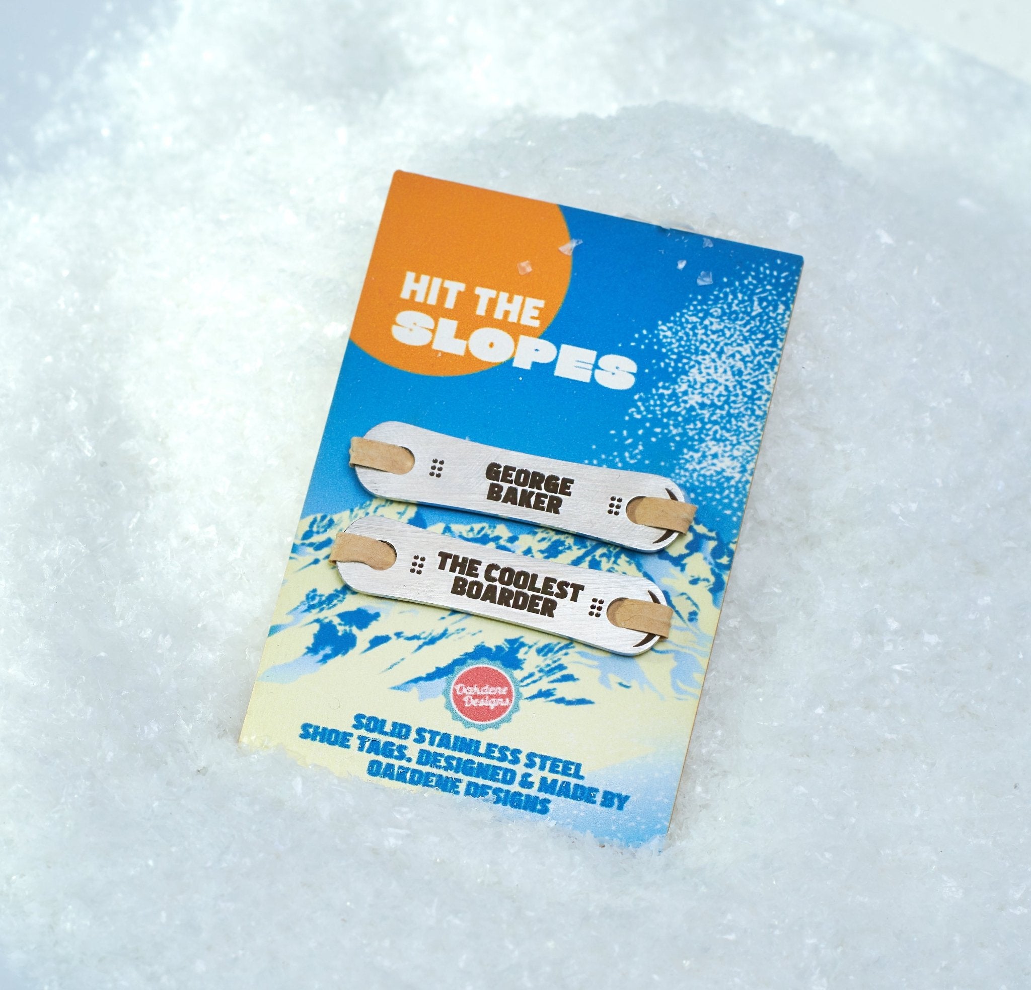 Oakdene Designs Keepsakes & Tokens Personalised Snowboarding Metal Shoe Tags