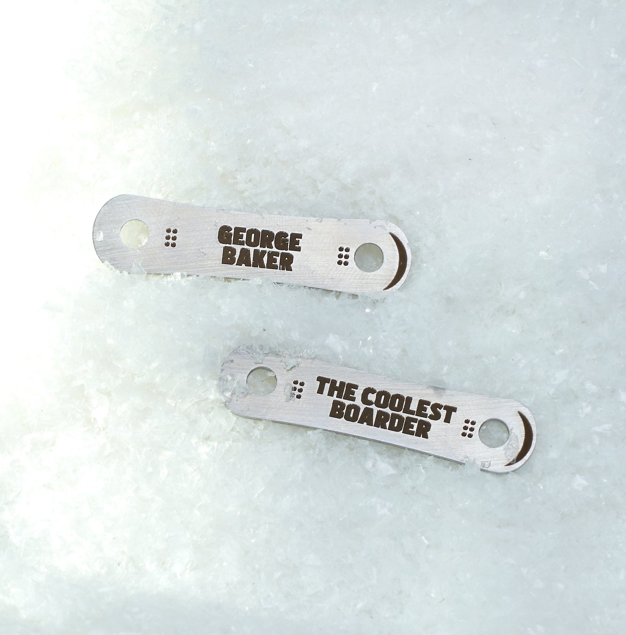 Oakdene Designs Keepsakes & Tokens Personalised Snowboarding Metal Shoe Tags