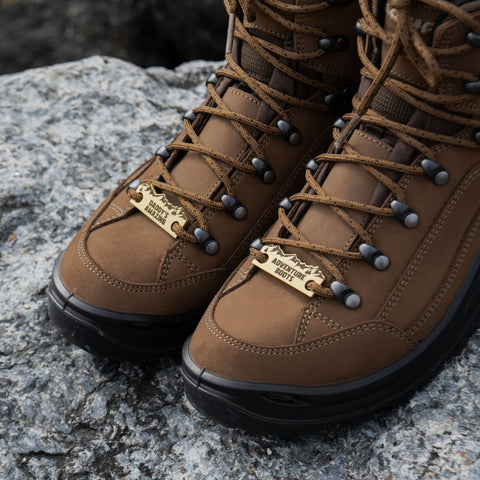Personalised Solid Brass Hiking Boot Shoe Tags oakdenedesigns
