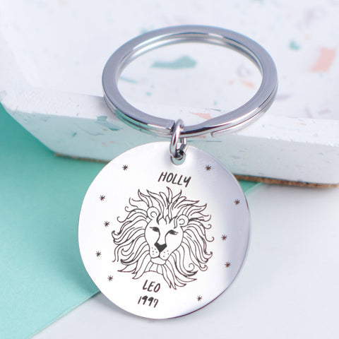 Stardesign Key Tag Personalised Star Sign Keyring | oakdenedesigns.com – Oakdene Designs