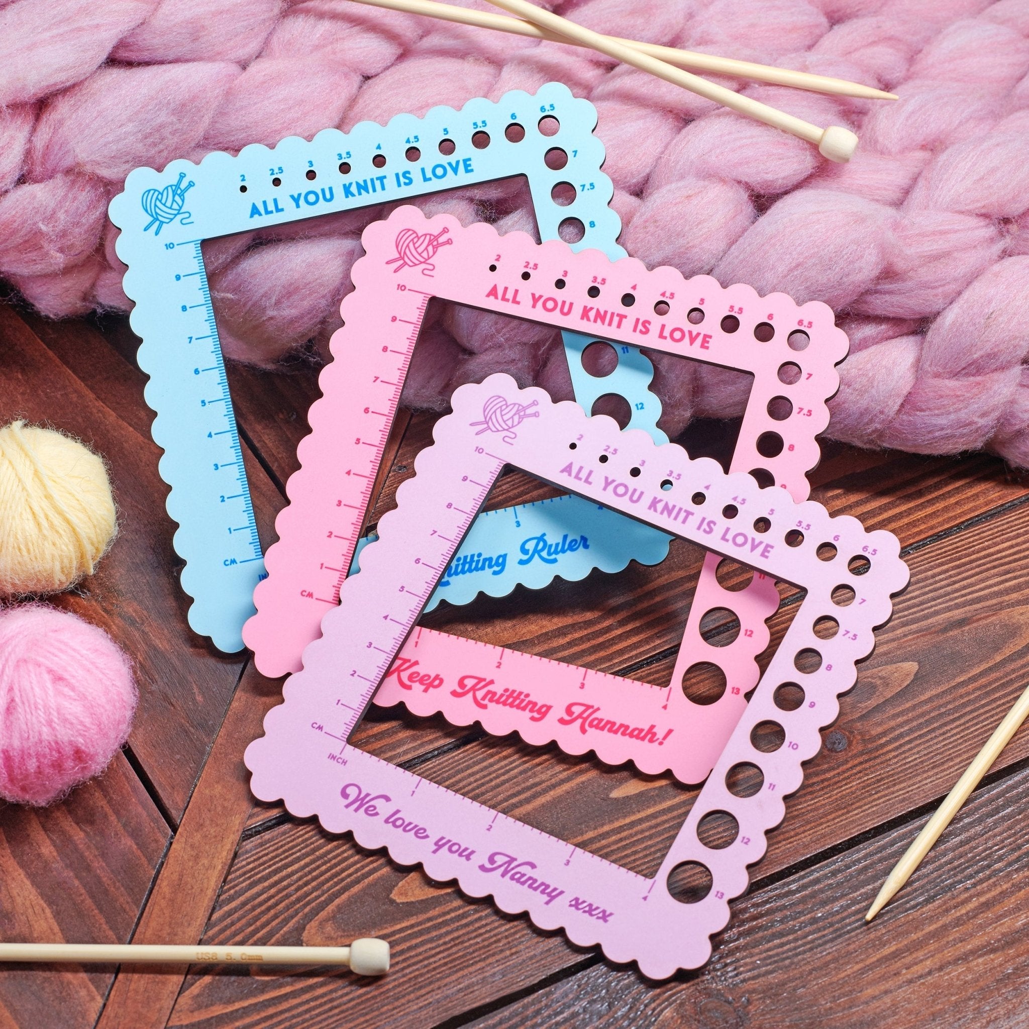 Personalised Knitters Tension And Needle Size Ruler | oakdenedesigns ...
