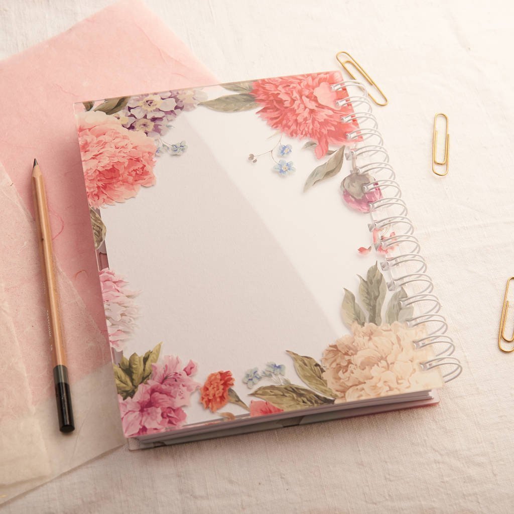 Oakdene Designs Notebooks Personalised Floral Gold Wedding Notebook Planner