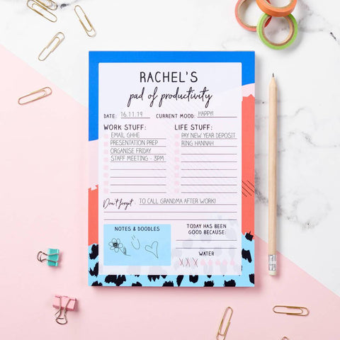 Oakdene Designs Notepads Personalised Colourful Productivity Pad Desk Planner