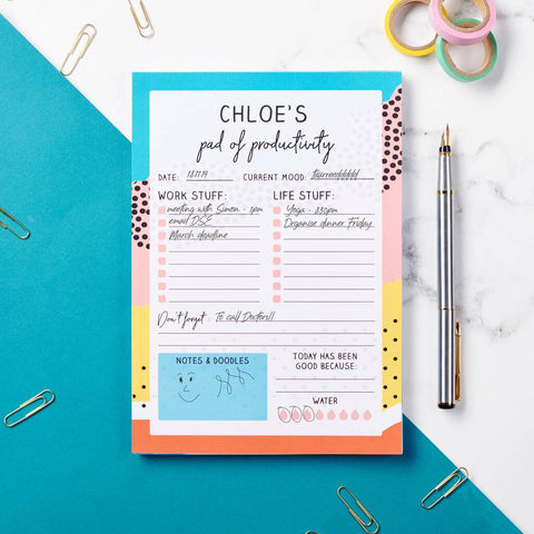 Oakdene Designs Notepads Personalised Colourful Productivity Pad Desk Planner