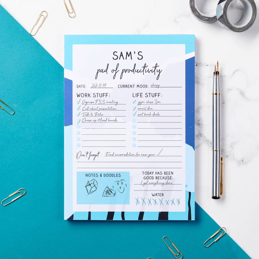 Oakdene Designs Notepads Personalised Colourful Productivity Pad Desk Planner