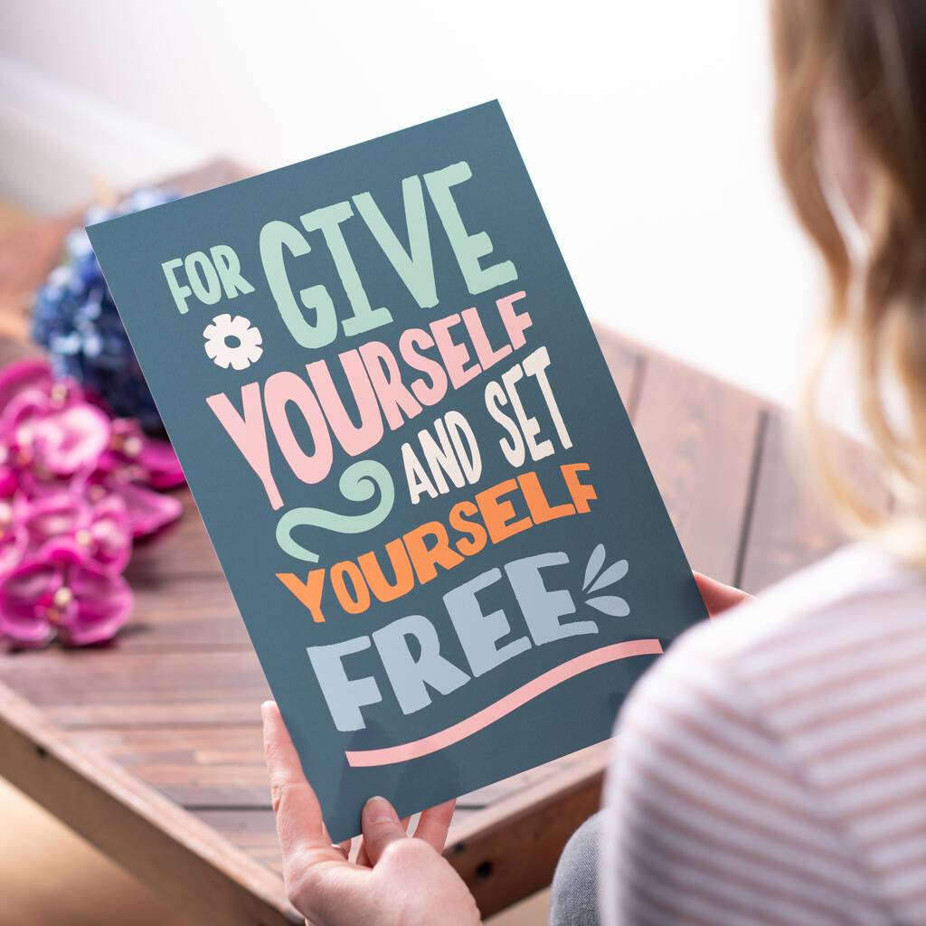 Oakdene Designs Prints 'Forgive Yourself' Positive Typography Print