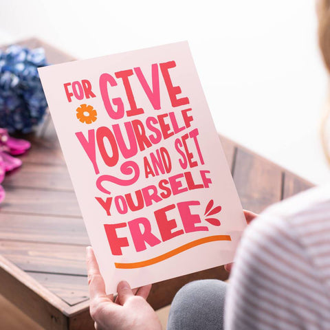 Oakdene Designs Prints 'Forgive Yourself' Positive Typography Print