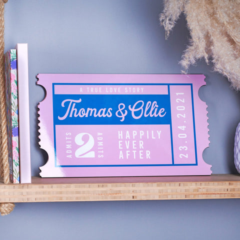 Oakdene Designs Sign Personalised Couples Ticket Sign