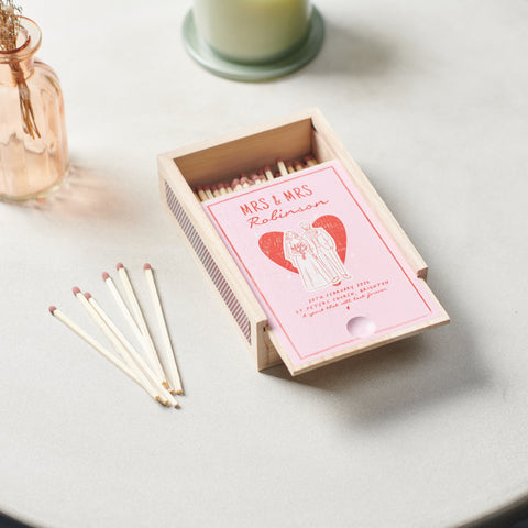 Personalised Wedding Details Wooden Matchbox
