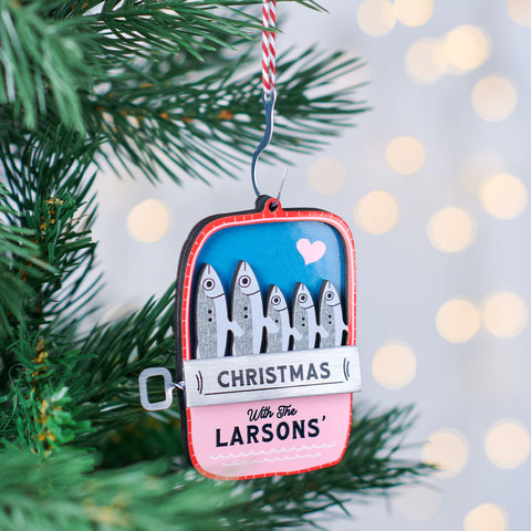 Personalised Family Sardine Christmas Tree Decoration