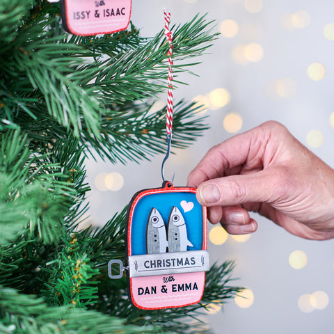 Personalised Couples Sardine Christmas Tree Decoration