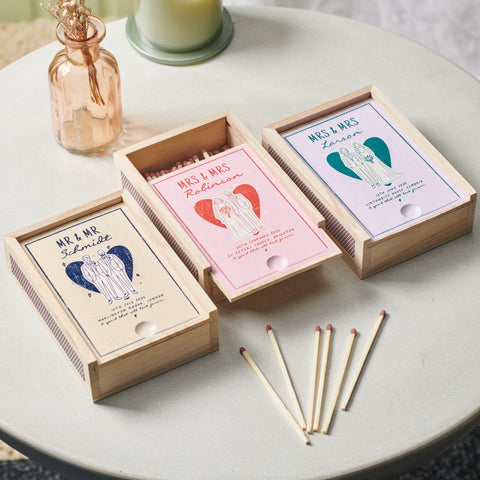 Personalised Wedding Details Wooden Matchbox