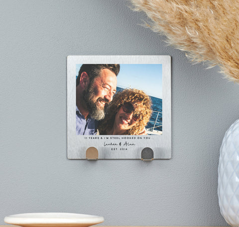 Personalised 11 Year Anniversary Steel Photo Key Hook