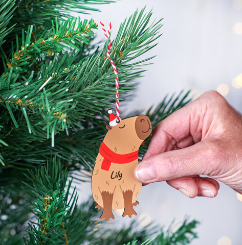 Personalised Christmas Capybara Tree Decoration