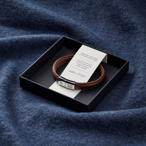 Personalised Eleven Year Anniversary Men's Stainless Steel Bracelet