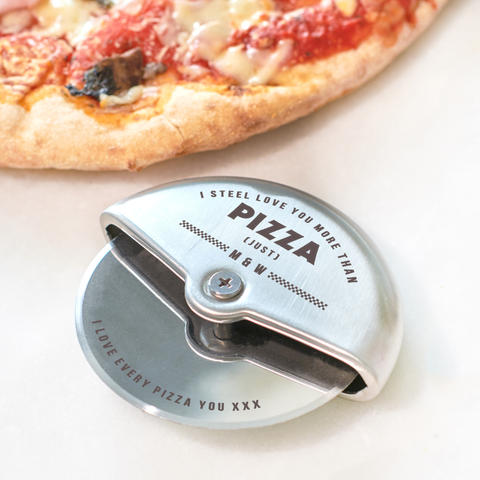 Personalised Couples 11th Steel Anniversary Pizza Cutter