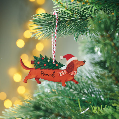 Personalised Sausage Dog Christmas Tree Decoration