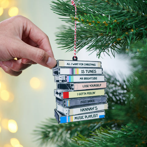Personalised Retro Music Favourite Songs Tape Christmas Decoration