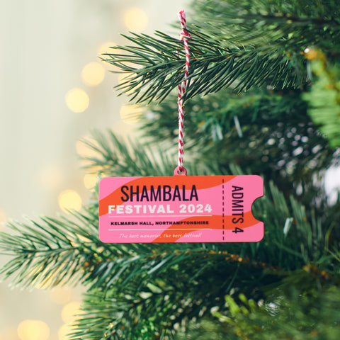 Personalised Festival Ticket Christmas Tree Decoration