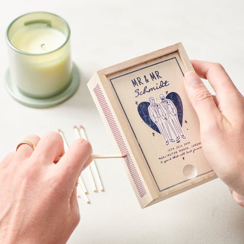 Personalised Wedding Details Wooden Matchbox