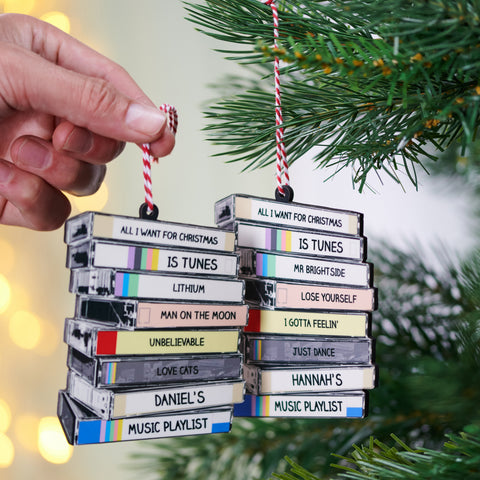 Personalised Retro Music Favourite Songs Tape Christmas Decoration