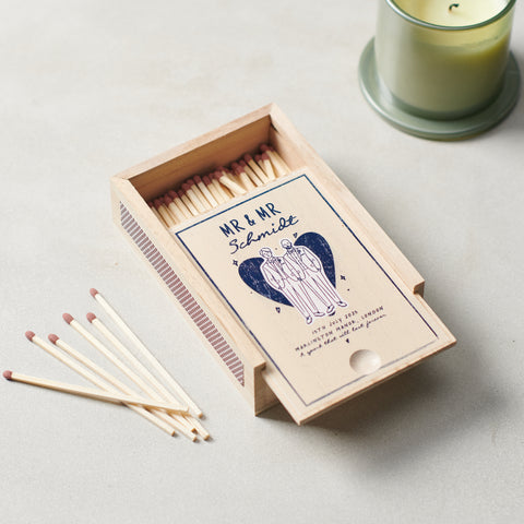 Personalised Wedding Details Wooden Matchbox