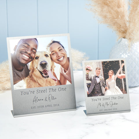 Personalised Couples Eleven Year Anniversary Steel Photo Print