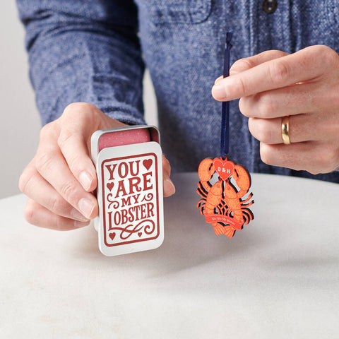 Personalised Couple's Lobster Keepsake In A Tin