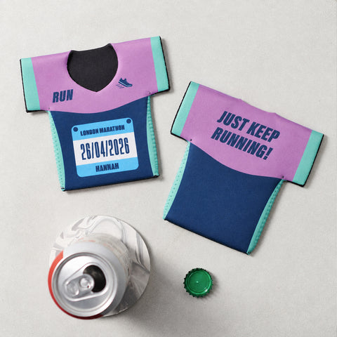 Personalised Marathon Running Shirt Can Cooler