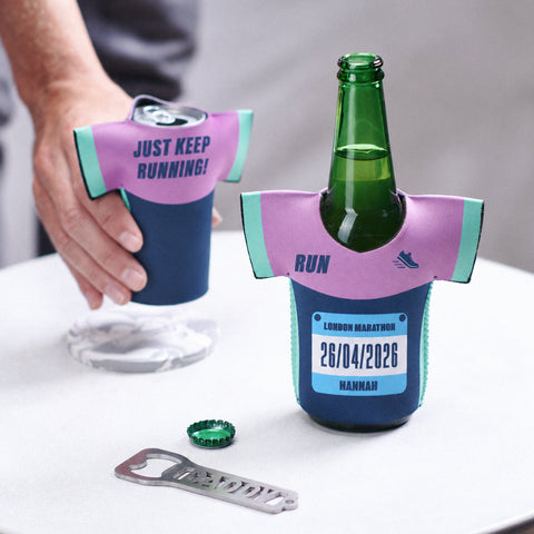 Personalised Marathon Running Shirt Can Cooler