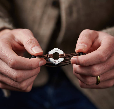 Personalised Men's Anniversary Year Sterling Silver Bracelet