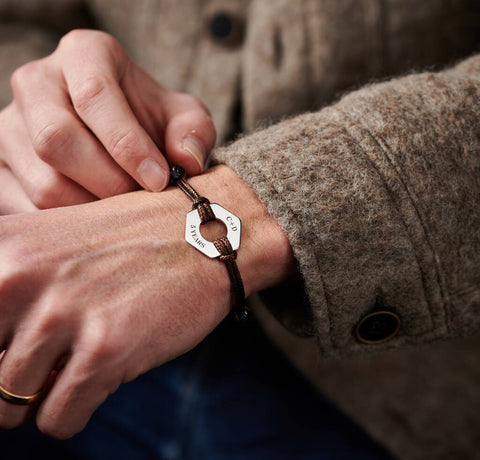 Personalised Men's Anniversary Year Sterling Silver Bracelet