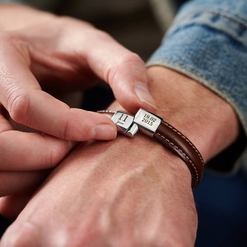 Personalised Men's Eleven Year Anniversary Stainless Steel Bracelet