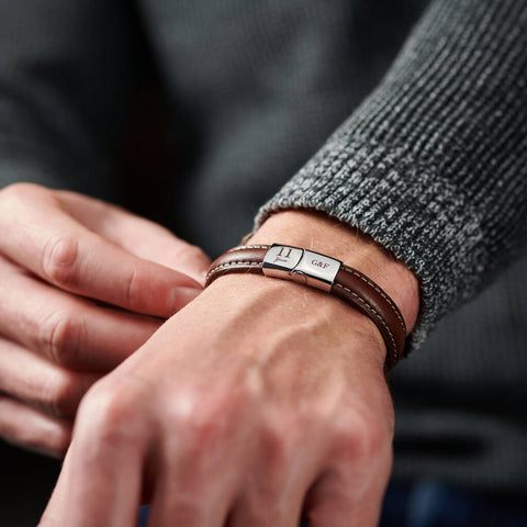 Personalised Men's Eleven Year Anniversary Steel Bracelet