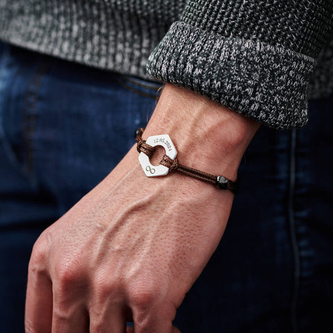 Personalised Men's Infinity Date Sterling Silver Bracelet