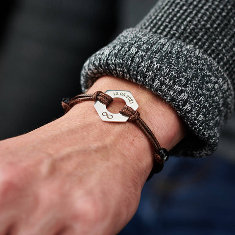 Personalised Men's Infinity Date Sterling Silver Bracelet