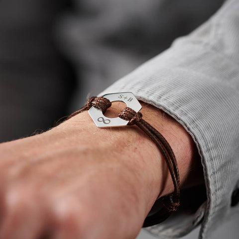 Personalised Men's Infinity Initials Sterling Silver Bracelet