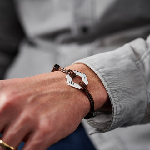 Personalised Men's Infinity Initials Sterling Silver Bracelet